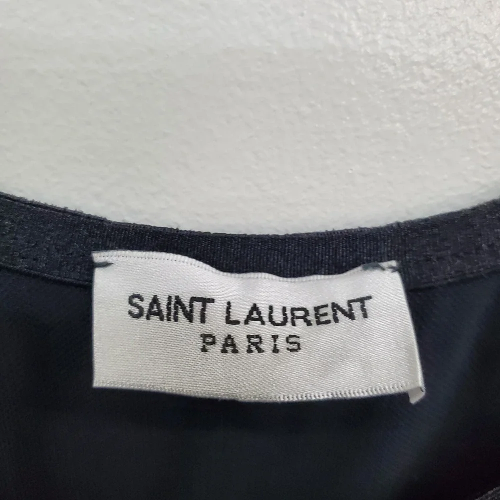 Saint Laurent Paris Womens L Black‎ Beaded Mesh Bodysuit Made in Italy NWOT